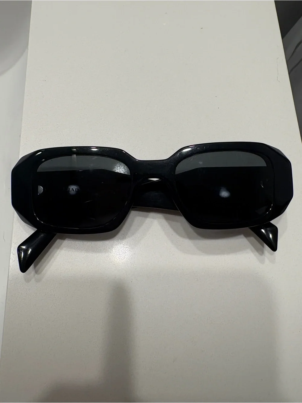 Prada Black Faceted Geometric Sunglasses